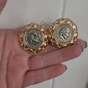 Vintage Paolo Gucci Clip Coin Earrings